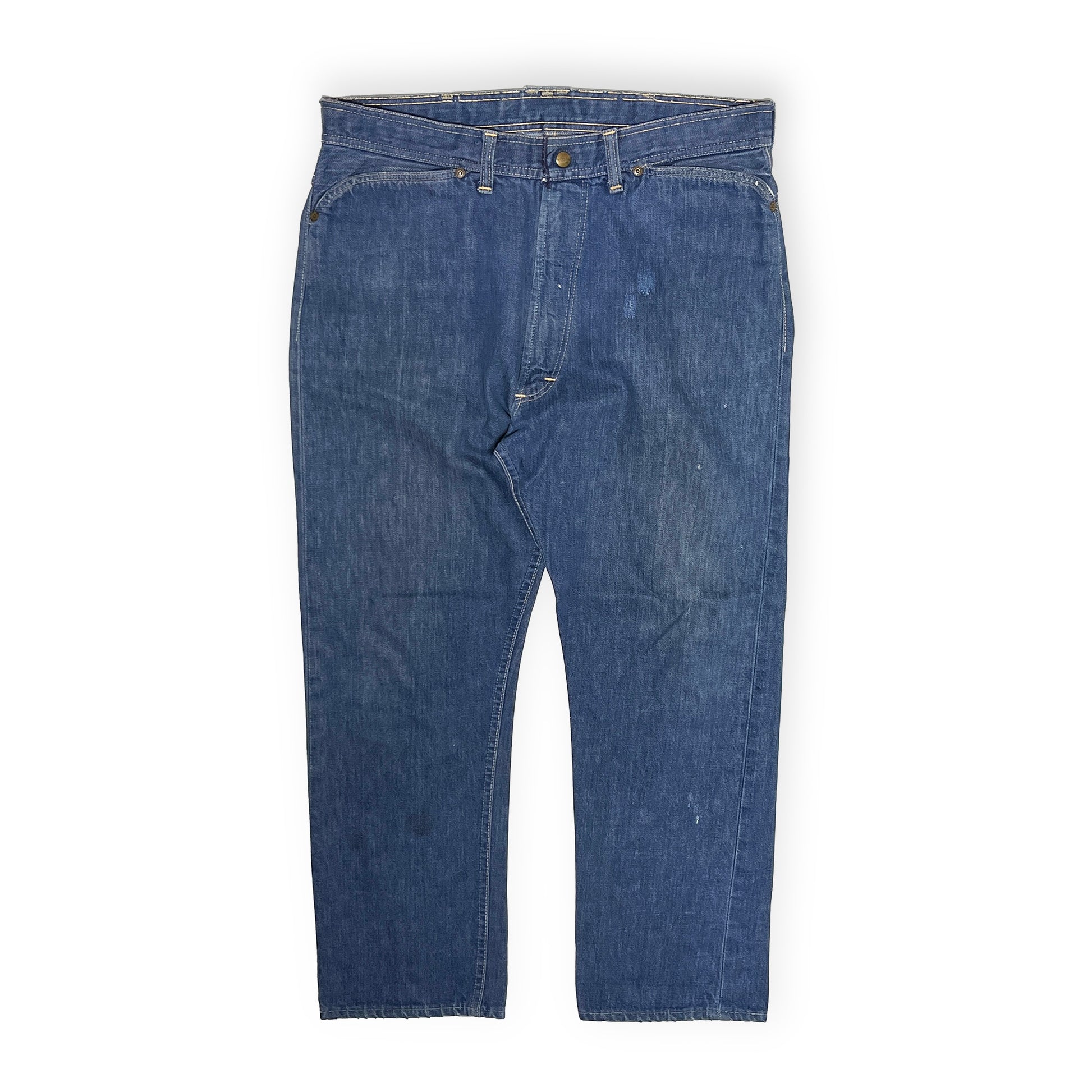 70s〜 Roebucks Denim PT W34.5 L30 平置き 正面 ボタン ポケット