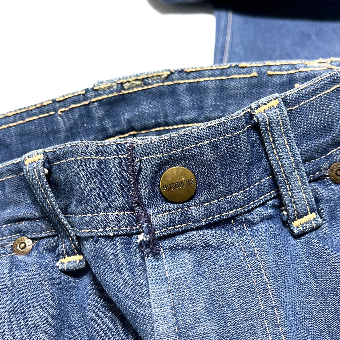 70s〜 Roebucks Denim PT W34.5 L30 ディテール 後ポケット 金具