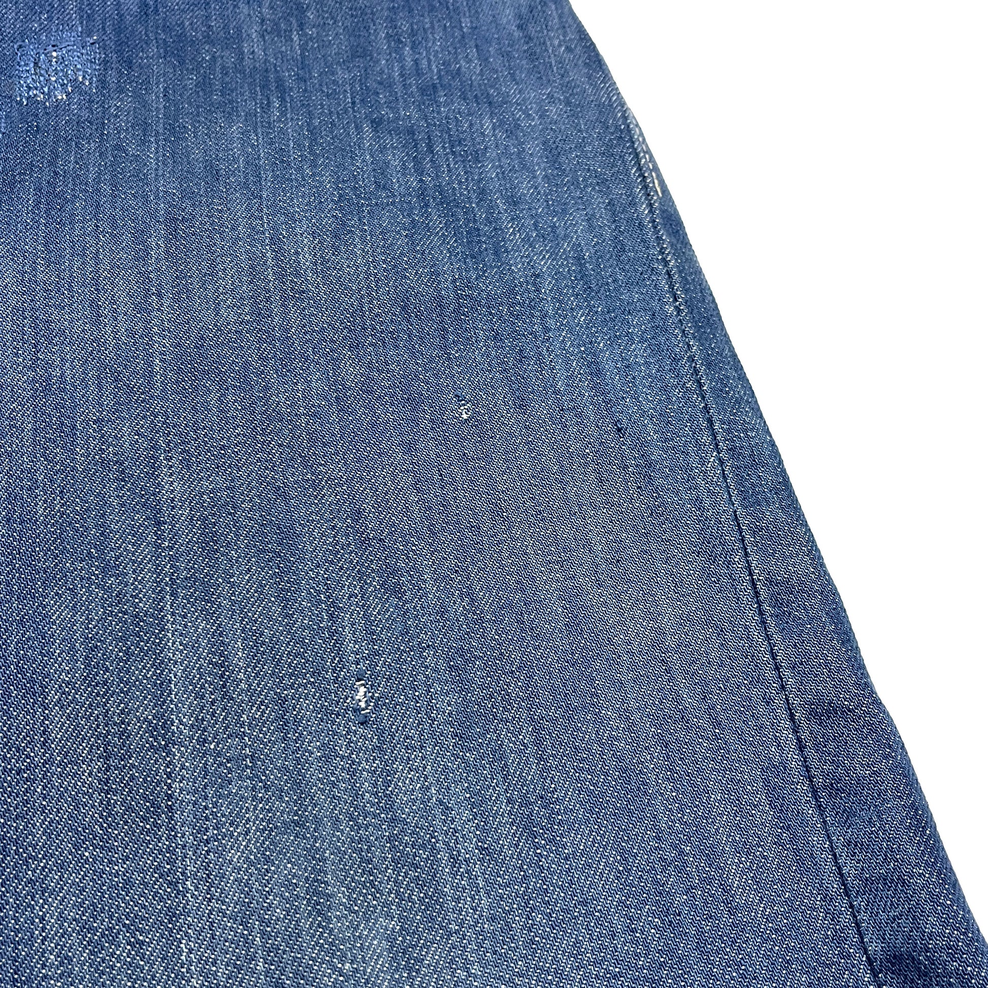 70s〜 Roebucks Denim PT W34.5 L30 平置き 前面 ボタン 汚れ