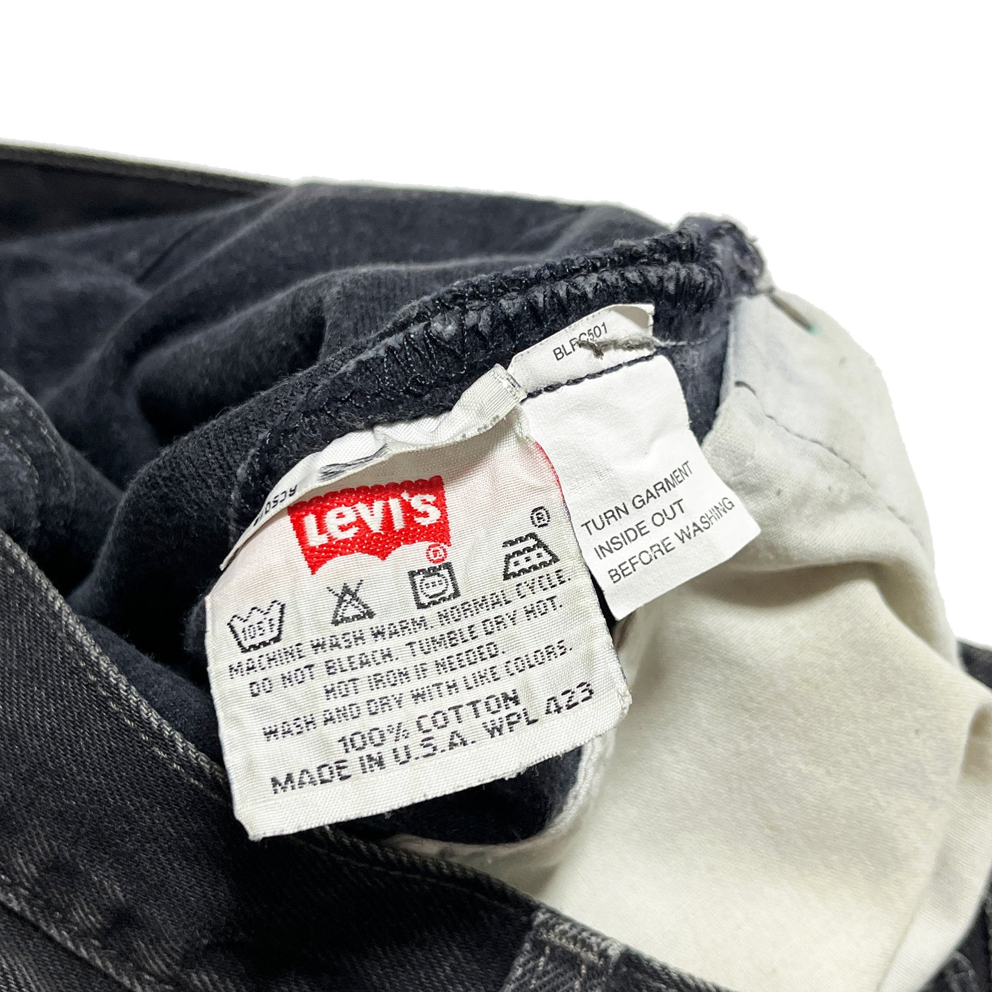 90s Levi's 501 Black Denim PT W32 L28 ブランドタグ Levi's ロゴ 洗濯表示