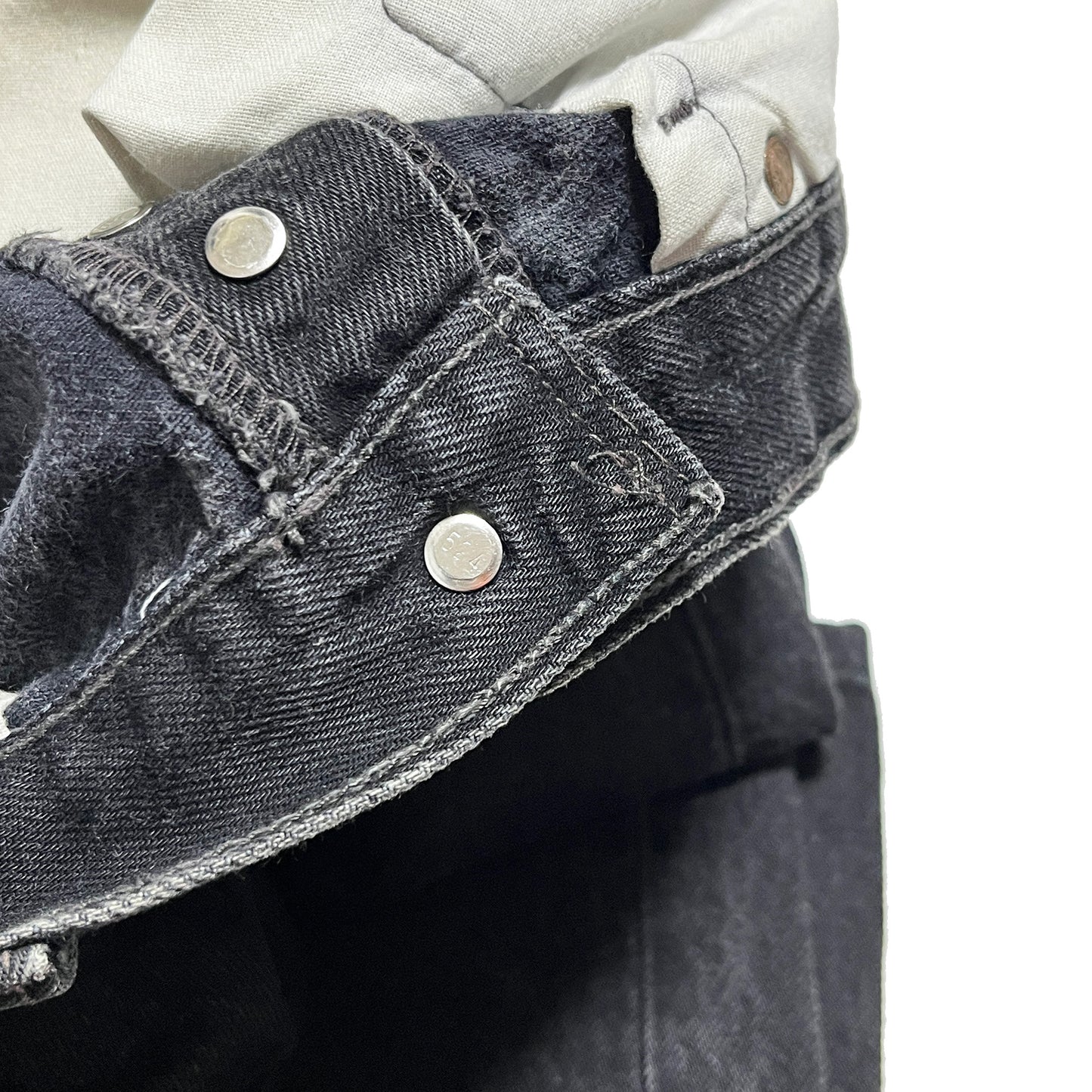 90s Levi's 501 Black Denim PT W32 L28 ディテール ボタン 縫い目 裾の切り口