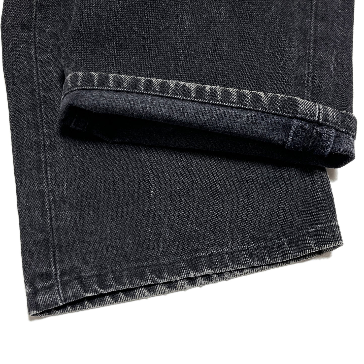90s Levi's 501 Black Denim PT W32 L28 ディテール 裾の切り口 縫い目