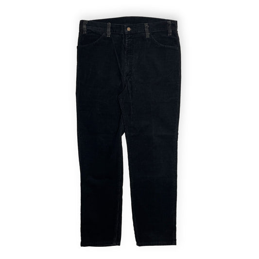 90s Levi's 519 Black Cords PT W33 L31 平置き 黒いカーディガンパンツ 前面 ボタン ポケット