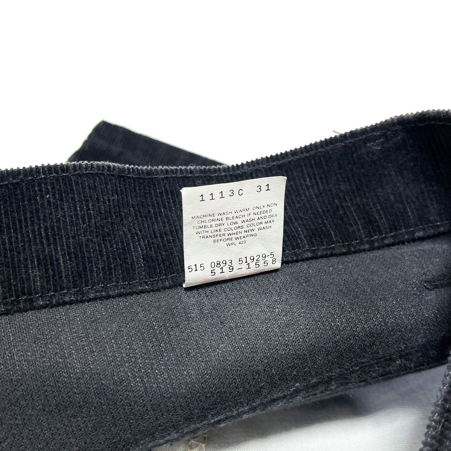 90s Levi's 519 Black Cords PT W37 L32 ブランドタグ 洗濯表示タグ サイズ表記