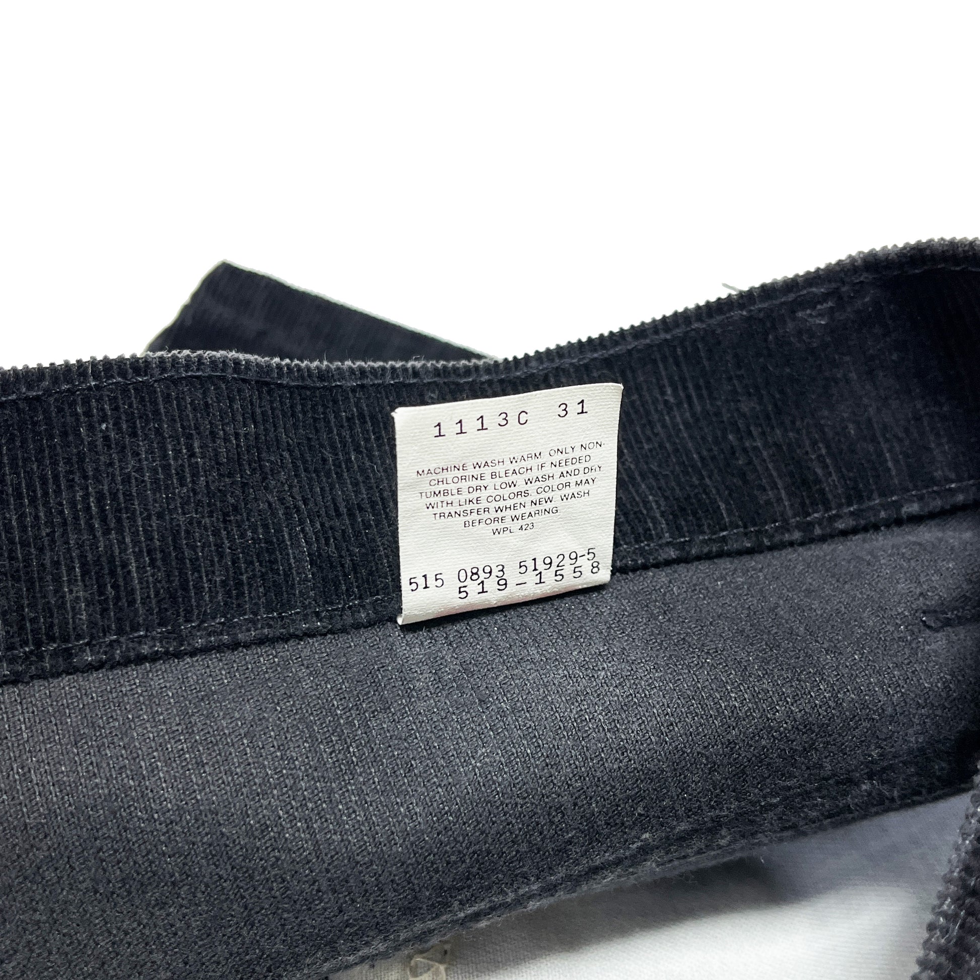 90s Levi's 519 Black Cords PT W37 L32 ブランドタグ 洗濯表示タグ サイズ表記