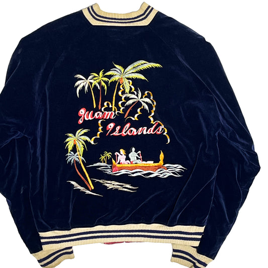 50's〜 Guam 別珍 Souvenir JKT 中綿なし タツノオトシゴ Size (L-XL)位 超スペシャル！