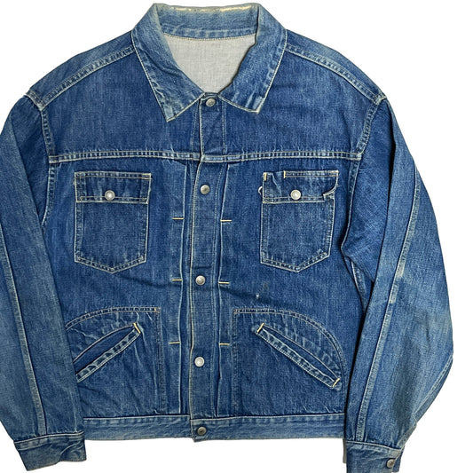 60s〜 J.C.Penny Denim JKT 44 平置き 1 正面 ボタン 胸ポケット 裾ポケット