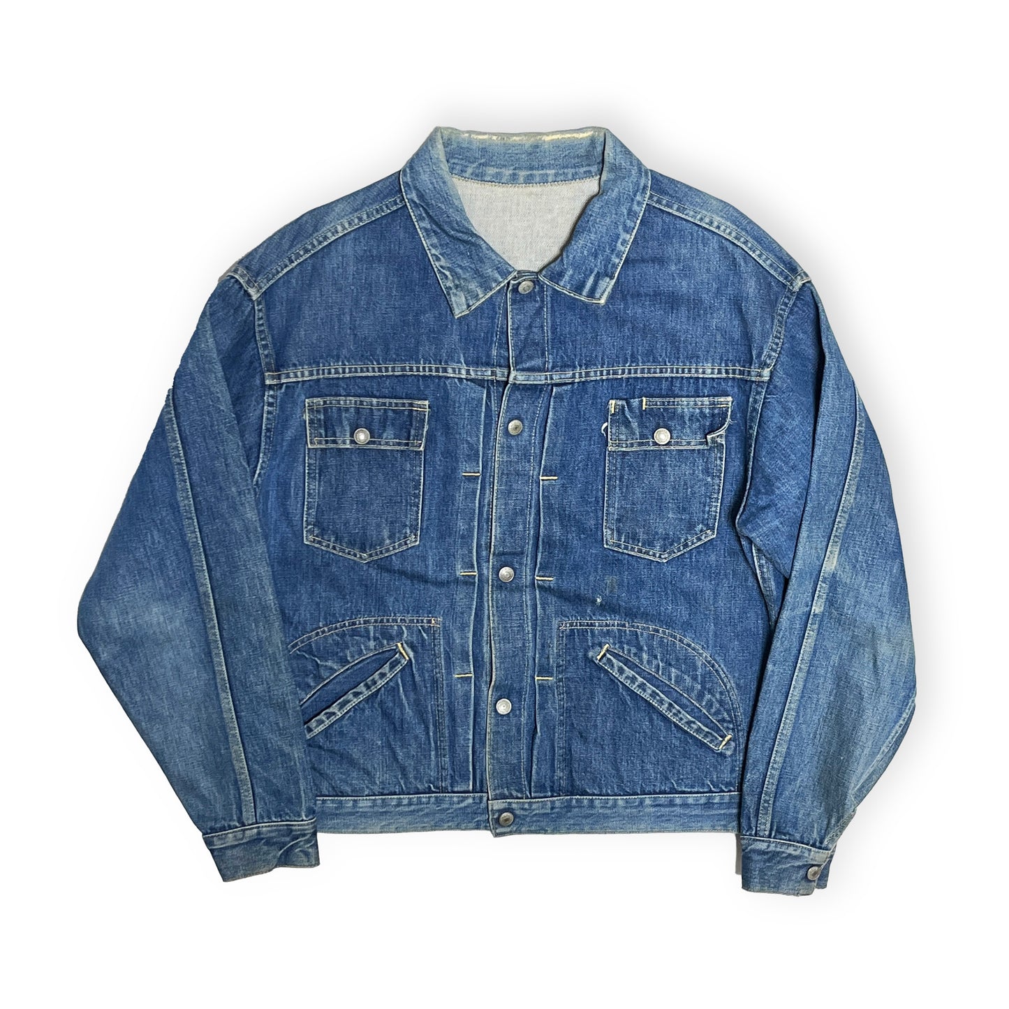 60s〜 J.C.Penny Denim JKT 44 平置き 2 正面 ボタン 胸ポケット 裾ポケット