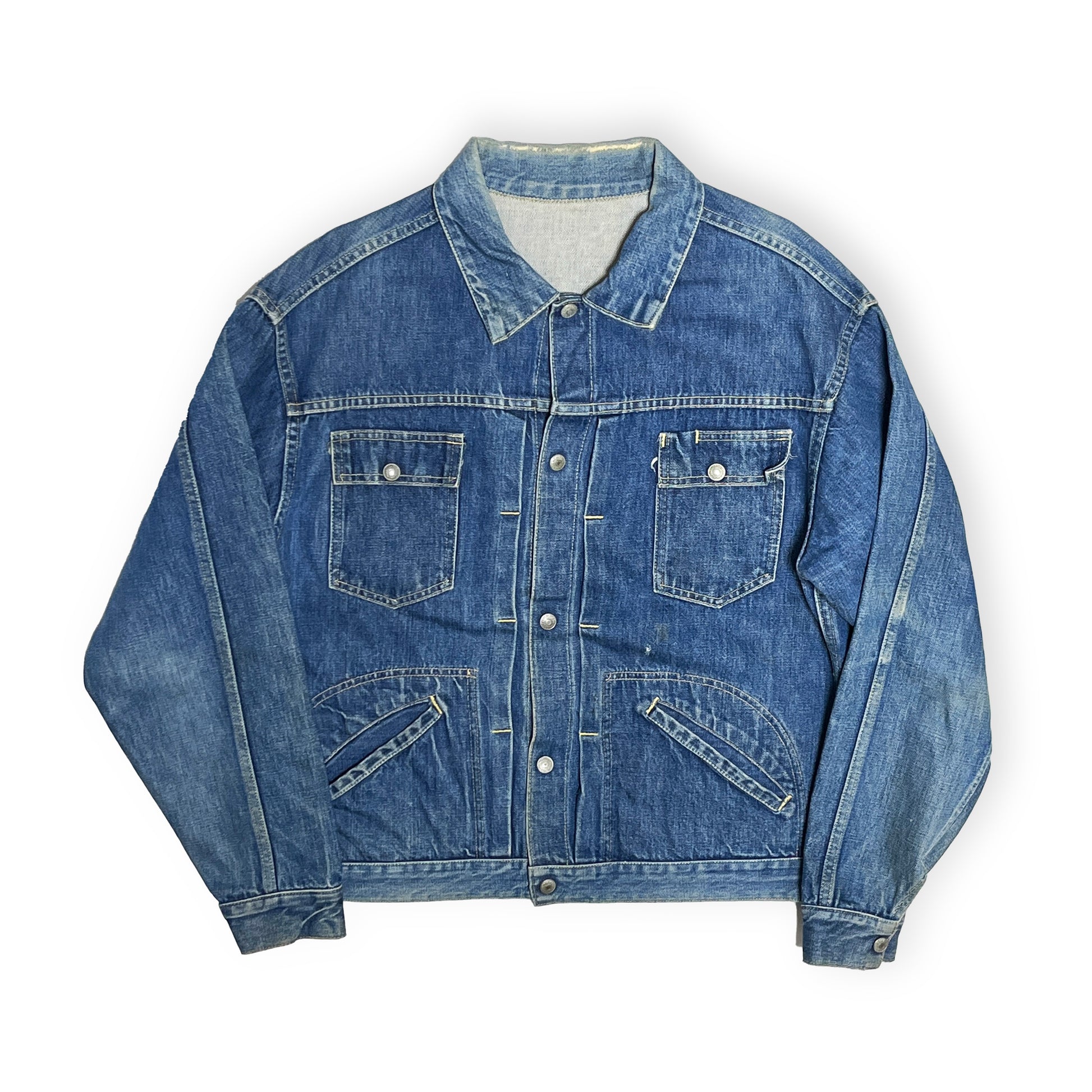 60s〜 J.C.Penny Denim JKT 44 平置き 2 正面 ボタン 胸ポケット 裾ポケット