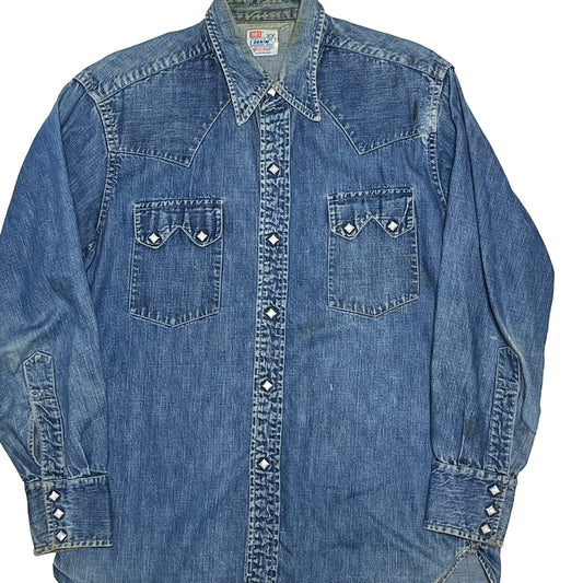 50s Levi's Denim Western L/S SH 極上雰囲気 L-XL 平置き 1 50's Levi's Denim Western L/S