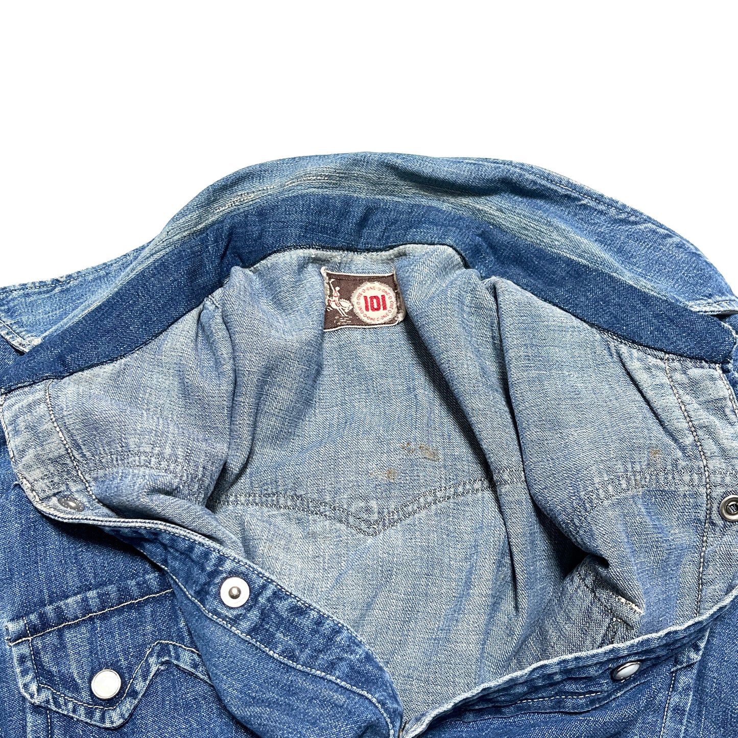 60s 101 Denim Western L/S SH L レア ブランドタグ 1 101ブランドタグ 西陣シャツの裏面