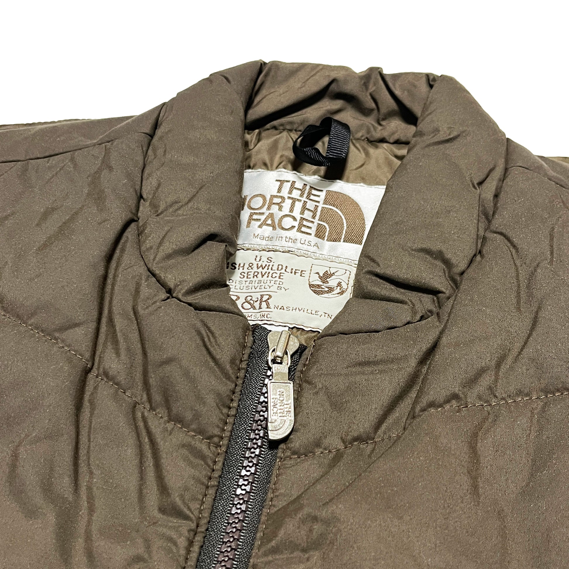 80s North Face Vest "U.S FISH & WILDLIFE SERVICE" L ブランドタグ 内側タグ ロゴ ジッパー