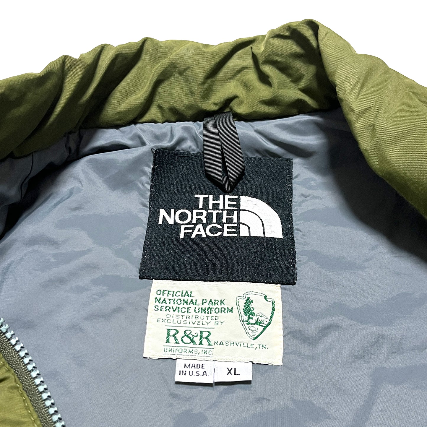 90s North Face Nylon Vest "NATIONAL PARK UNIFORM" XL ブランドタグ 2 The North Face ロゴタグ R&R 製