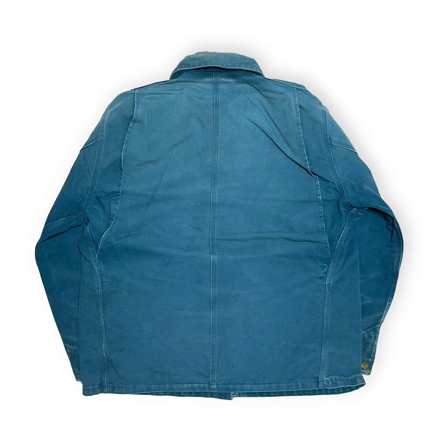 94s Carhartt Chore Coat 裏無し XL レア 背面 青い作業着の背面 縫い目