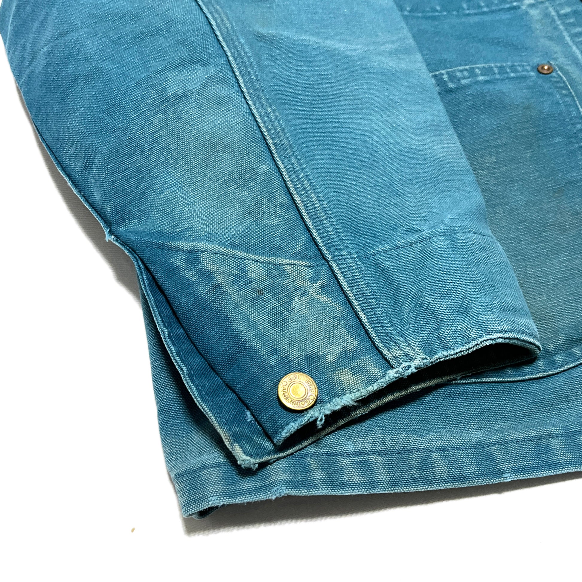 94s Carhartt Chore Coat 裏無し XL レア ディテール 3 作業着の破れ 素材の質感
