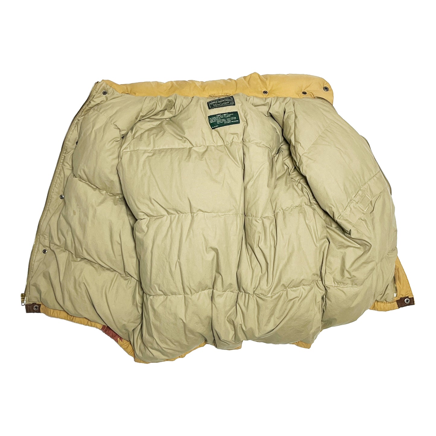 90s Polo Country Native Down JKT ベージュ XL ブランドタグ 1 ベージュのダウンジャケット 内側にブランドタグと洗濯タグ