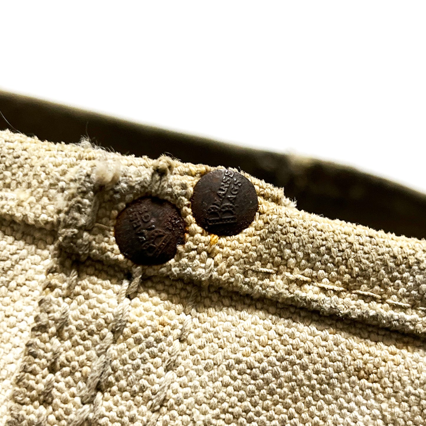 30s〜 COAL Bag "LORR BROS COAL CO." リベット刻印入り 超 ディテール 1 ボタン付き Vネック