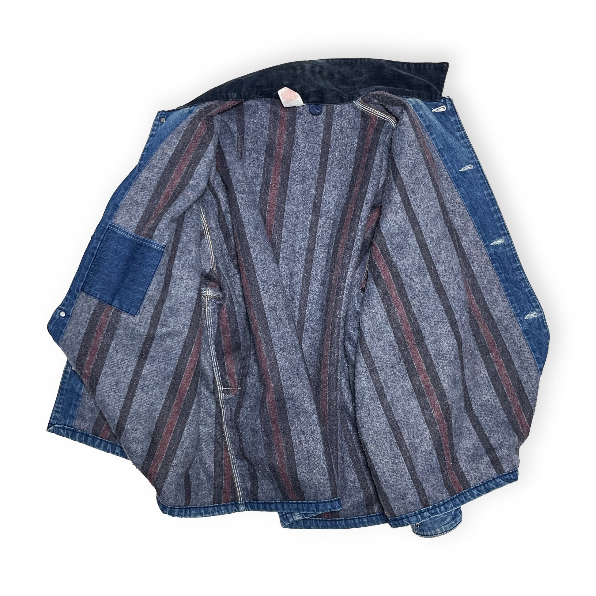 80s〜 Carhartt Denim C-A 56 超ビッグサイズ ディテール 内側 ストライプ柄 襟