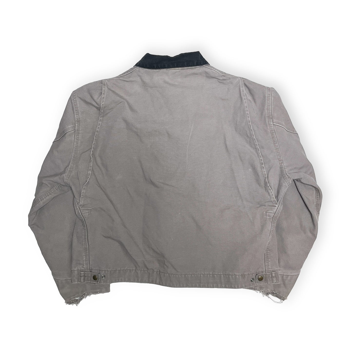 80s〜 Carhartt DETROIT JKT グレー レアカラー XXL 背面 グレーのジーンジャケットの背面 ダークネイビーの襟