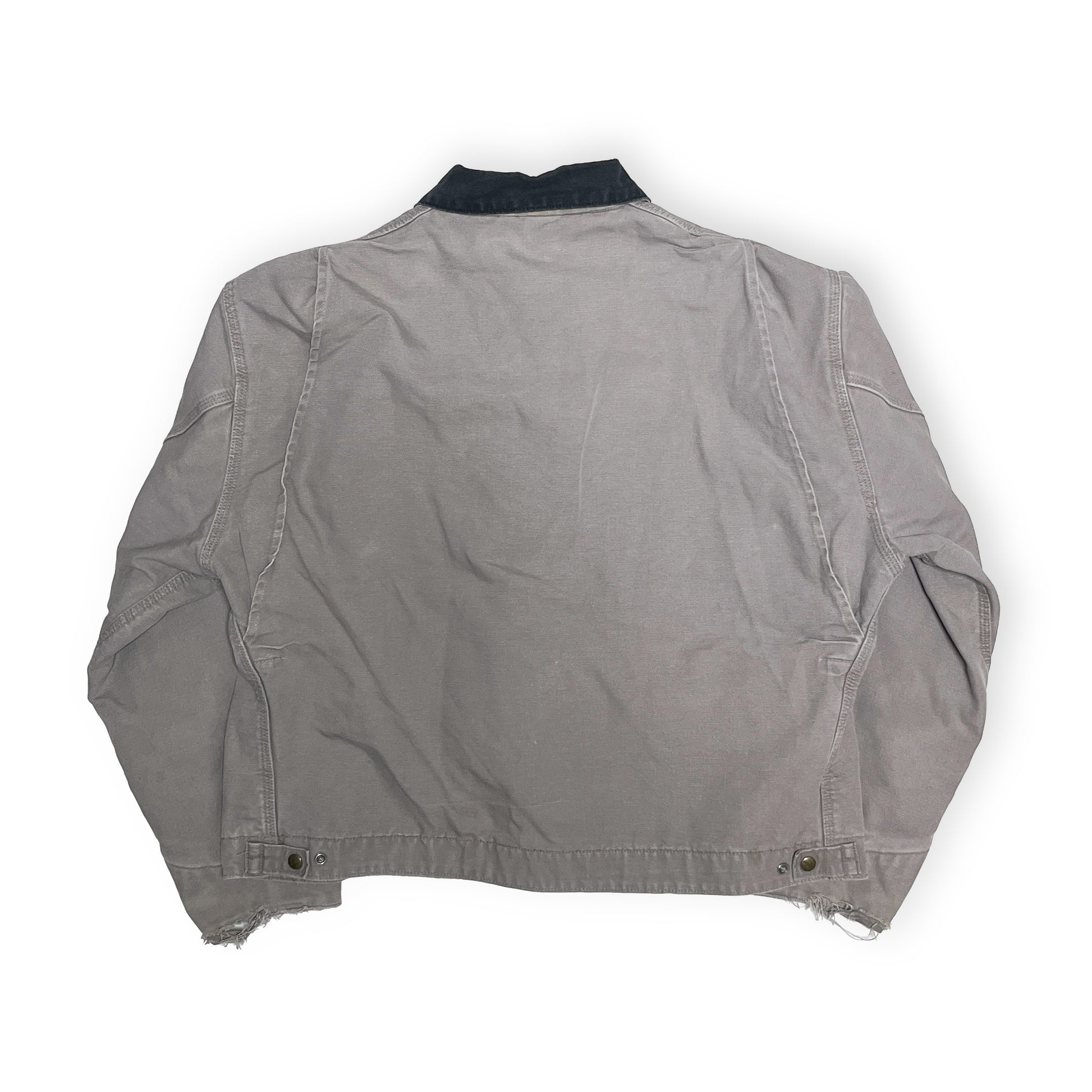 80s〜 Carhartt DETROIT JKT グレー レアカラー XXL 背面 グレーのジーンジャケットの背面 ダークネイビーの襟