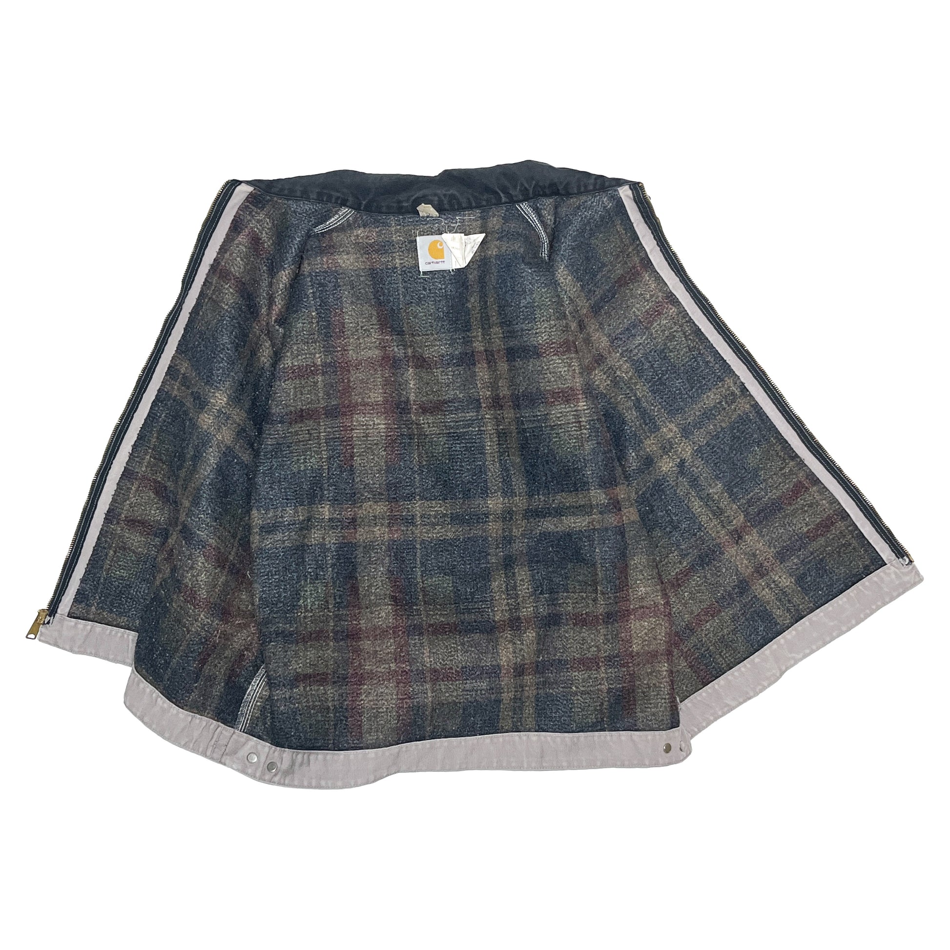 80s〜 Carhartt DETROIT JKT グレー レアカラー XXL ブランドタグ 1 グレーのジーンジャケットのタグ