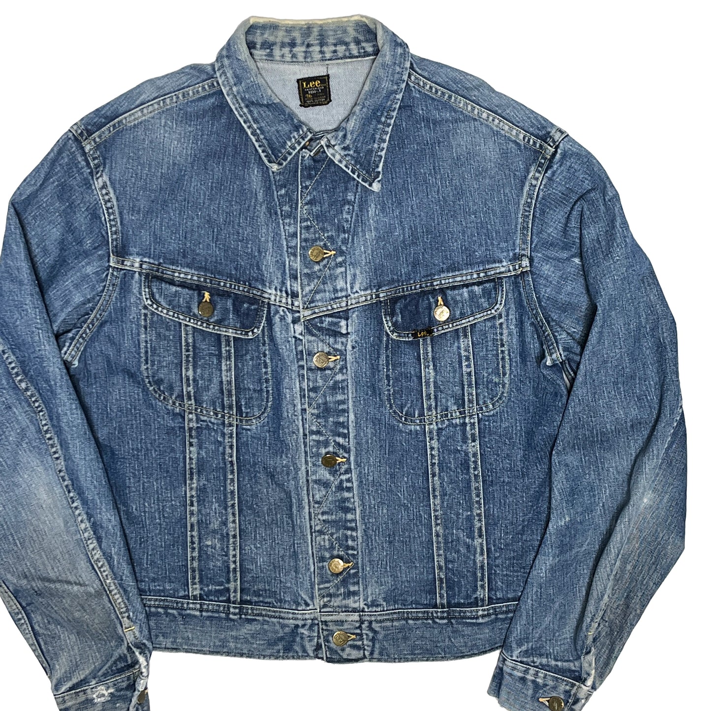 60s〜 Lee 101-J Denim JKT 46-LONG レア 平置き 1 青いジーンジャケット 金ボタン 2枚ポケット
