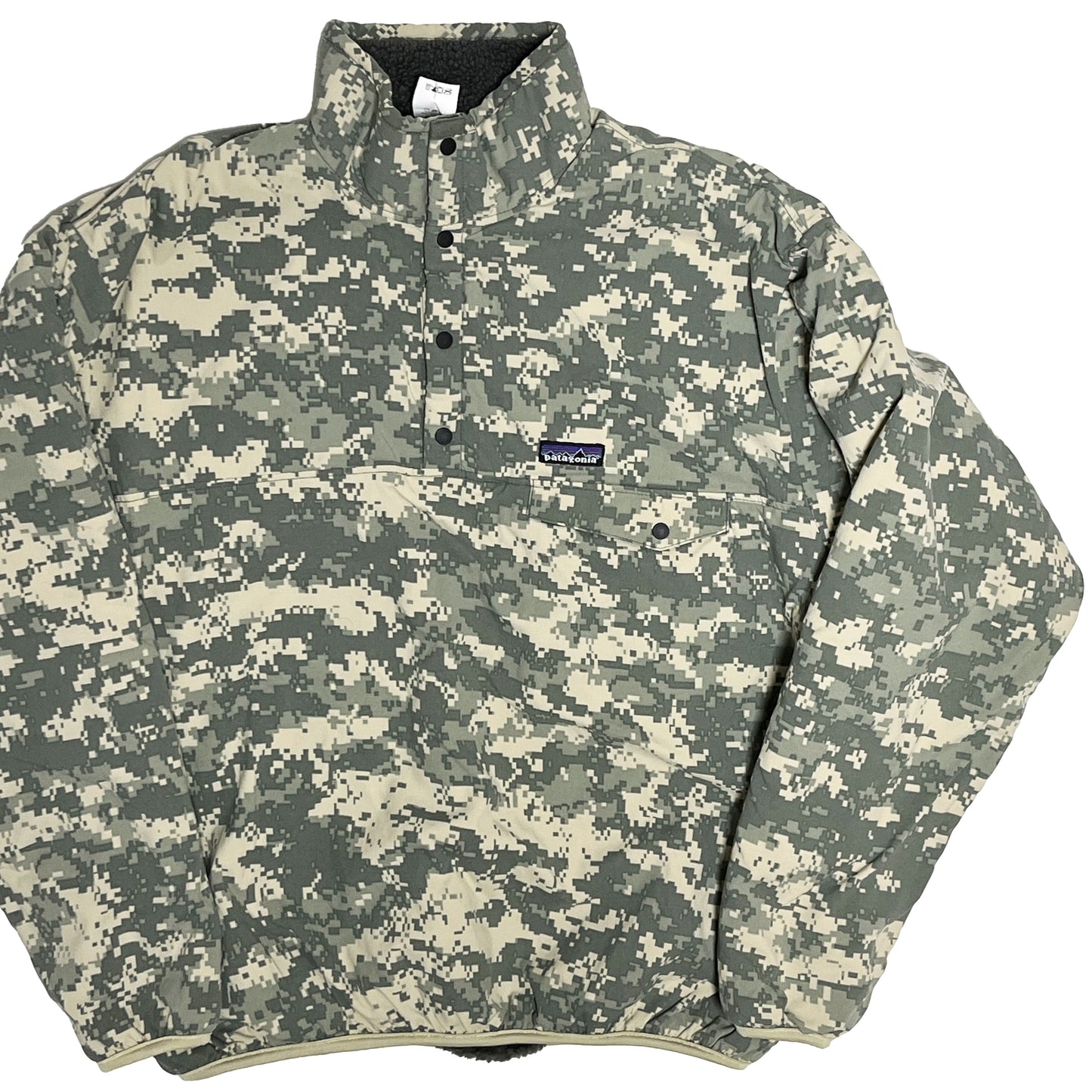 00s PATAGONIA MARS REVERSIBLE PILE JKT L 平置き 1 デジタルサイバーアーク（DS）迷彩 半袖 ボタン パタゴニア