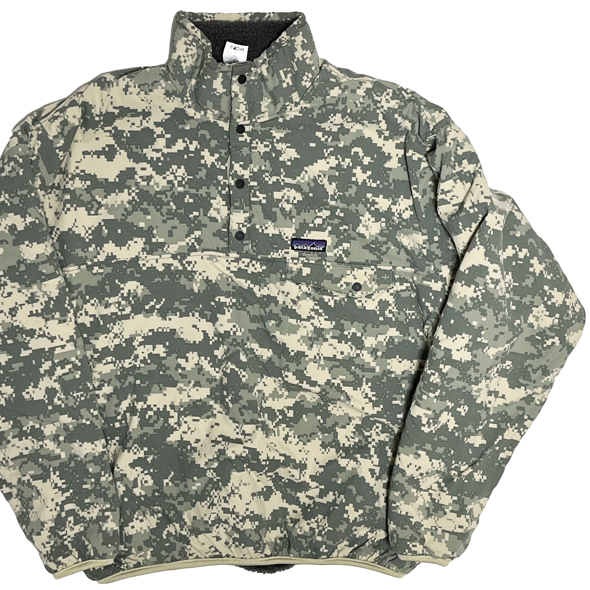 00s PATAGONIA MARS REVERSIBLE PILE JKT L 平置き 1 デジタルサイバーアーク（DS）迷彩 半袖 ボタン パタゴニア