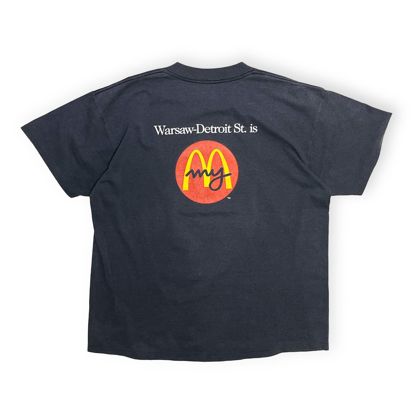 90s ONEITA McDonald T XL 背面 ダークネイビー 'Warsaw-Detroit St. is