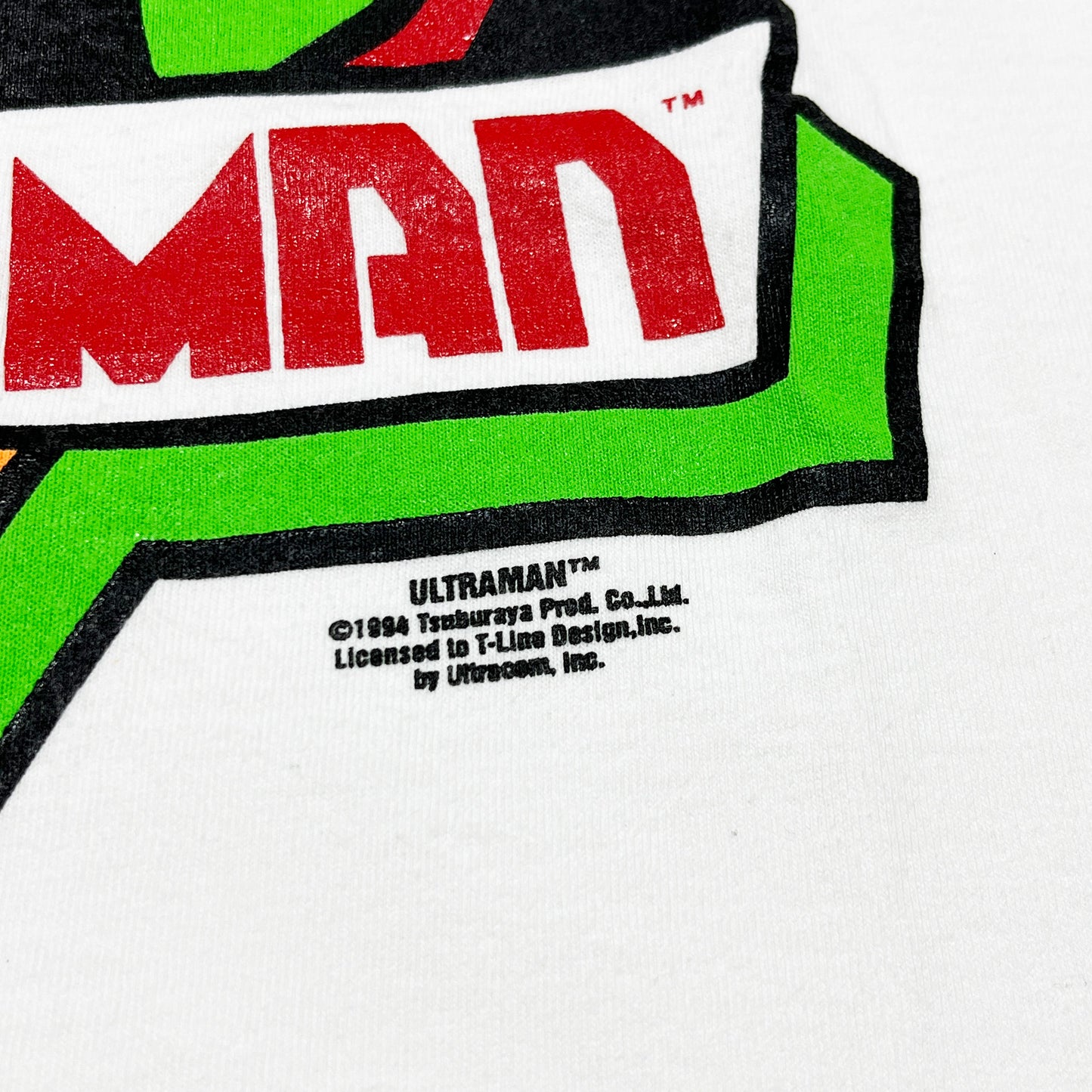90s Allsport ULTRAMAN T L ディテール ULTRAMANロゴの'MAN'文字 著作権表記
