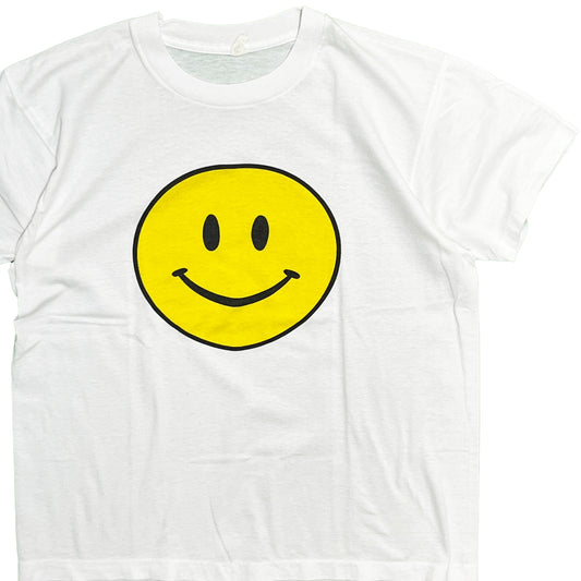 80s Unknown Smile T L 平置き 1 白Tシャツに黄色のスマイルプリント