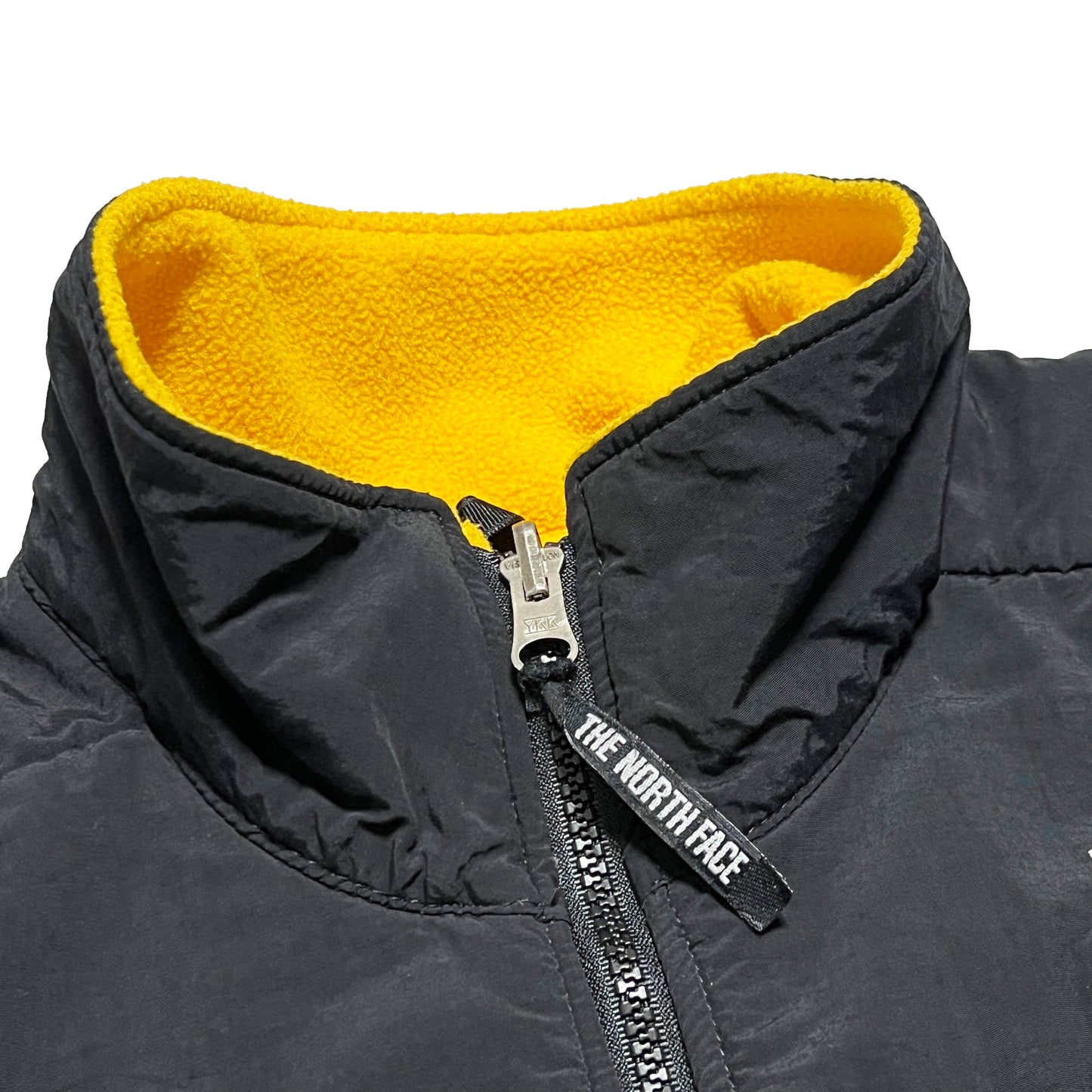 90s〜 THE NORTH FACE "DENALI" Fleece JKT L ディテール 1 黒いファスナー 黄色い内衬