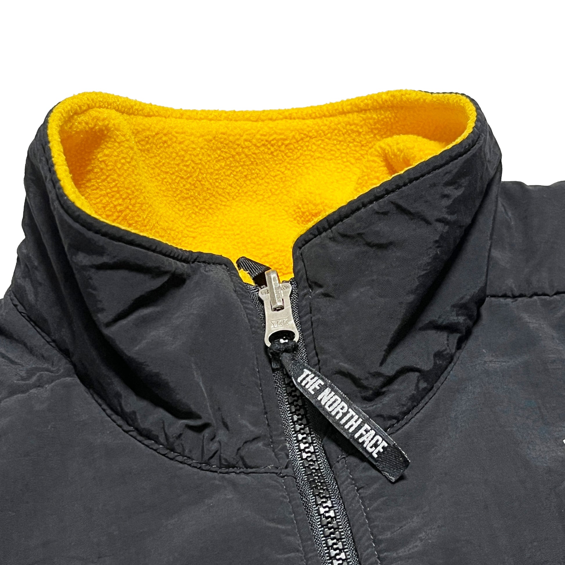 90s〜 THE NORTH FACE "DENALI" Fleece JKT L ディテール 1 黒いファスナー 黄色い内衬