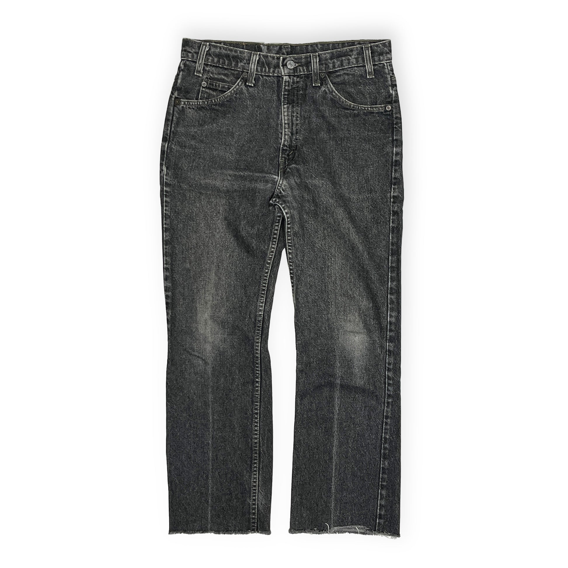 90s Levi's 517 Black Denim PT W32 L28.5 平置き 黒いジーンズ 裾がフリーズ