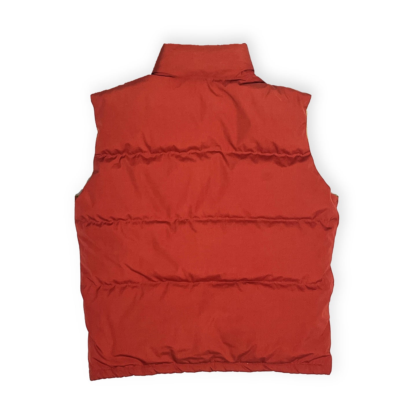 80s THE NORTH FACE Vest レンガ色 好カラー L 背面 横縞 ボタン