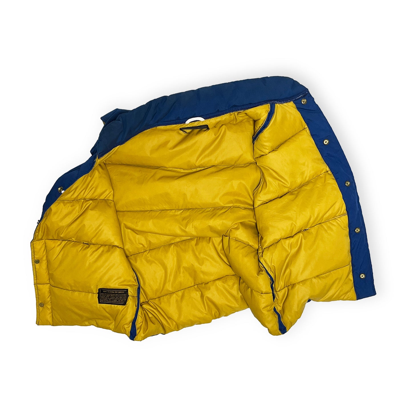 80s〜 Eddie Bauer Vest ブルー M ディテール 黄色の内側 ボタン タグ