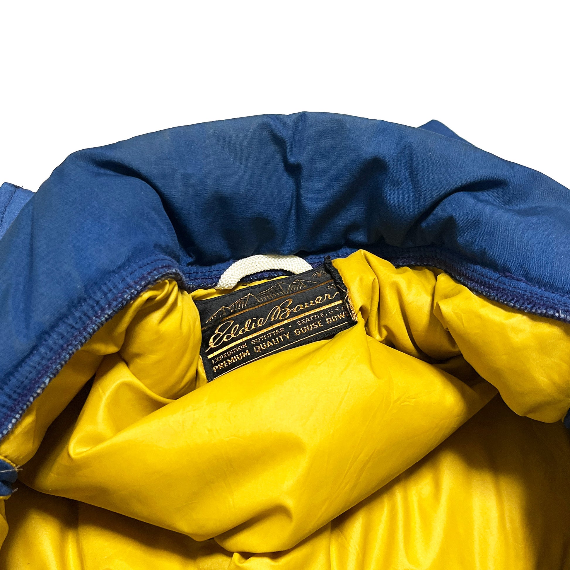 80s〜 Eddie Bauer Vest ブルー M ディテール 黄色の内側 タグ