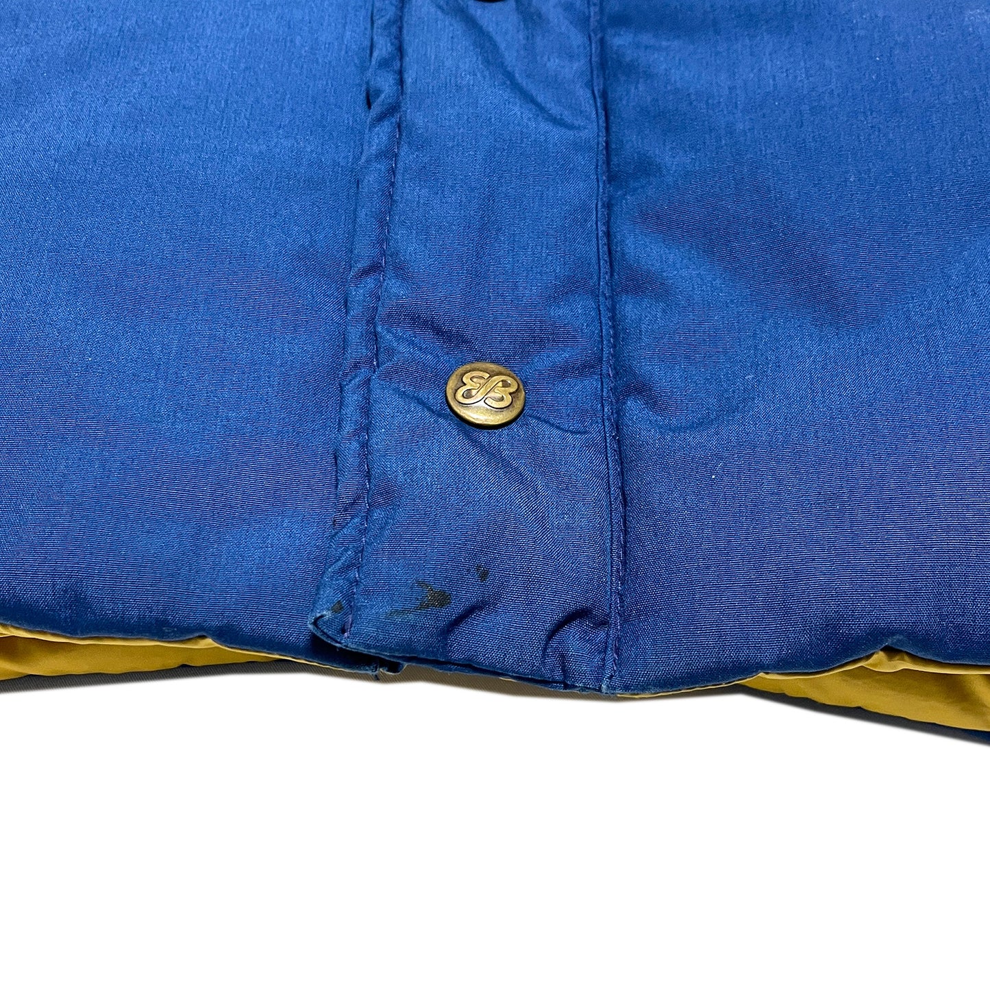 80s〜 Eddie Bauer Vest ブルー M ディテール 1 ボタン 黄色の裾