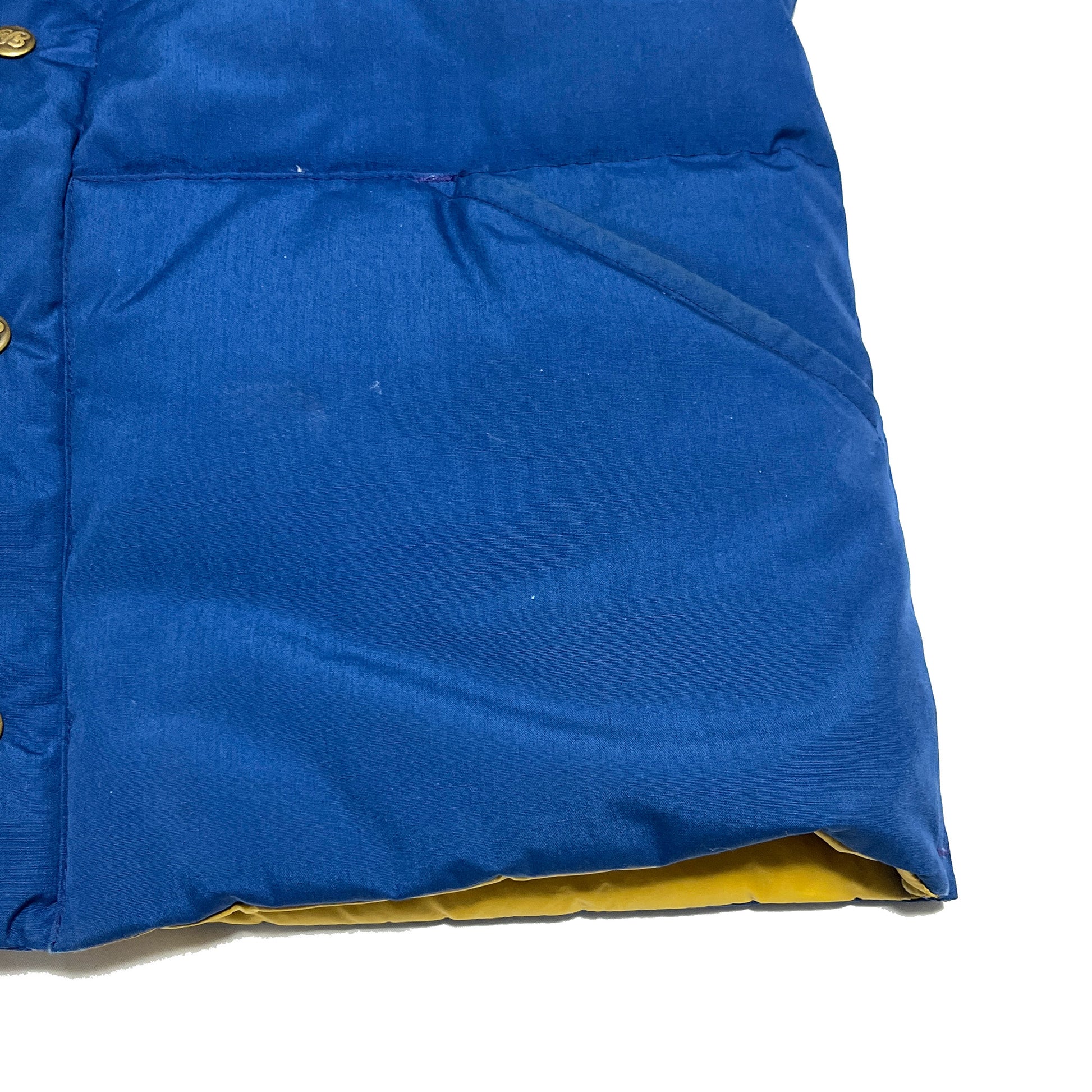 80s〜 Eddie Bauer Vest ブルー M ディテール 2 ボタン 黄色の裾
