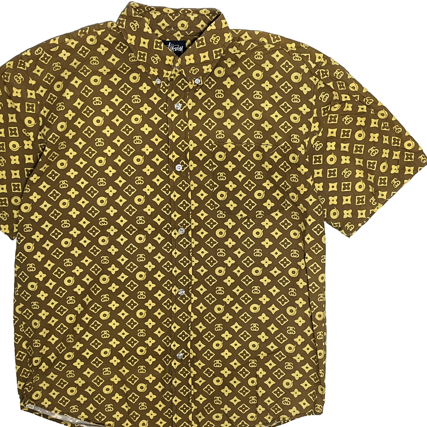 90's〜 Old Stussy LV Parody モノグラム ボタンダウン S/S SH Size (L)