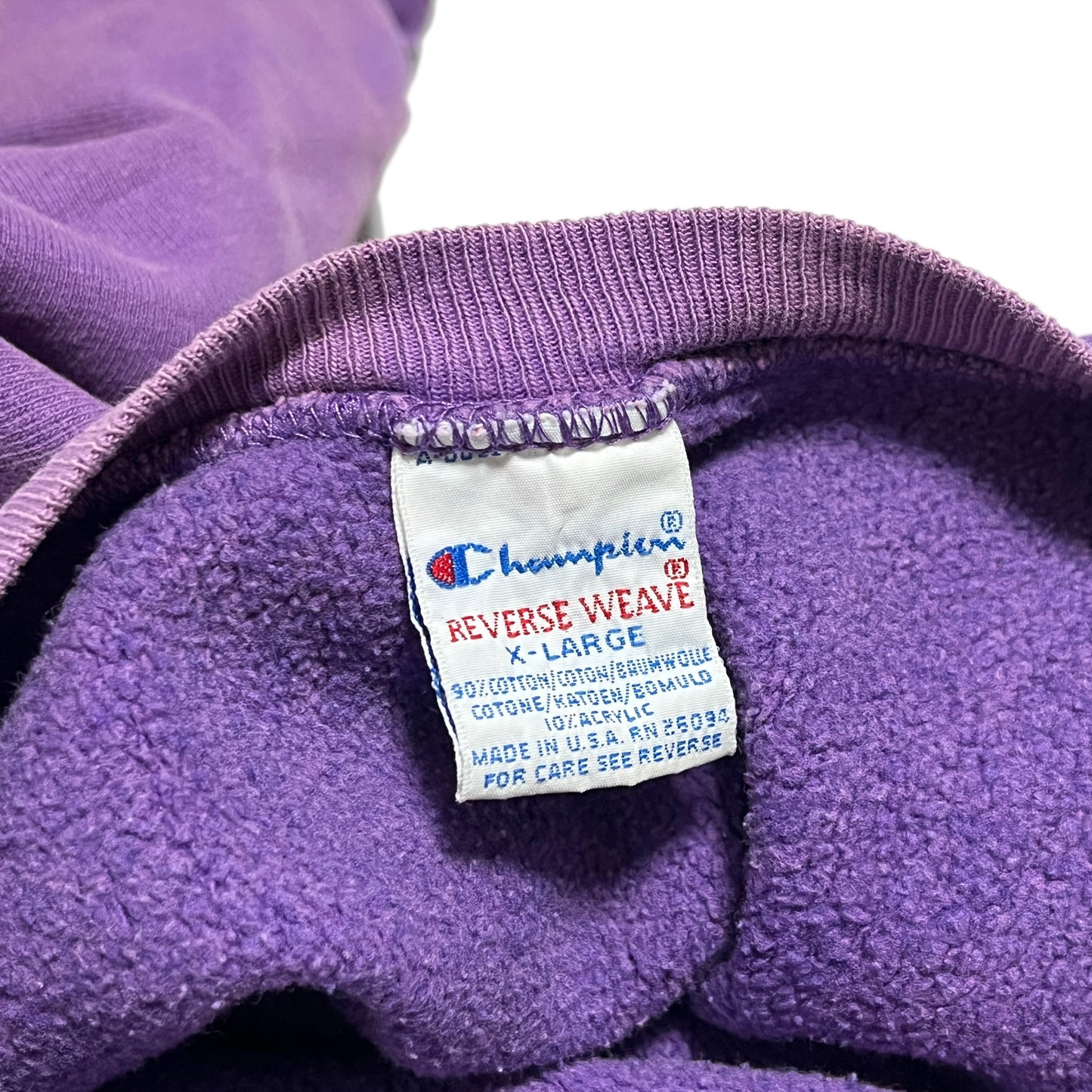 90's Champion R/W Crew パープル 胸目無し 極上雰囲気 Size (XL)
