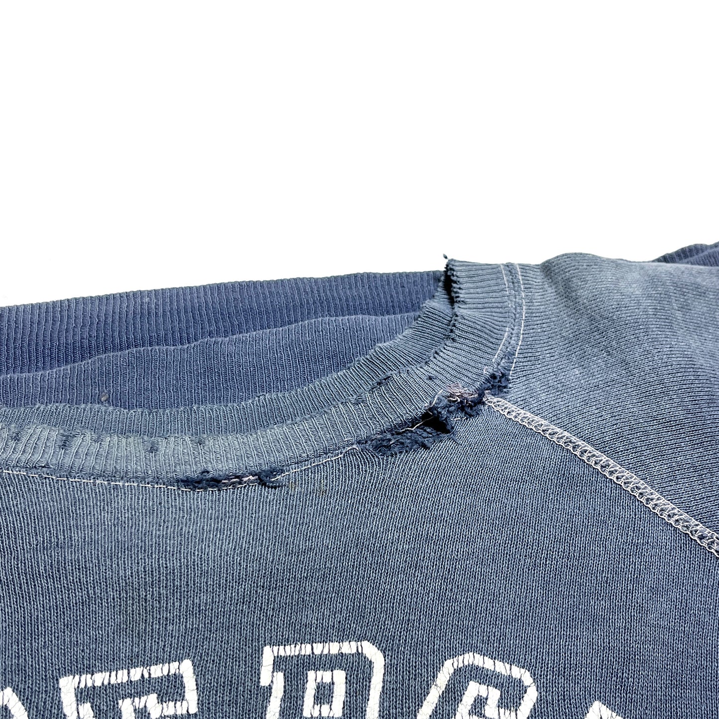 60s〜 Unknwon Sweat "UNIVERSITY DAYTON" 三段プリント L ディテール 1 生地 破損 タグ