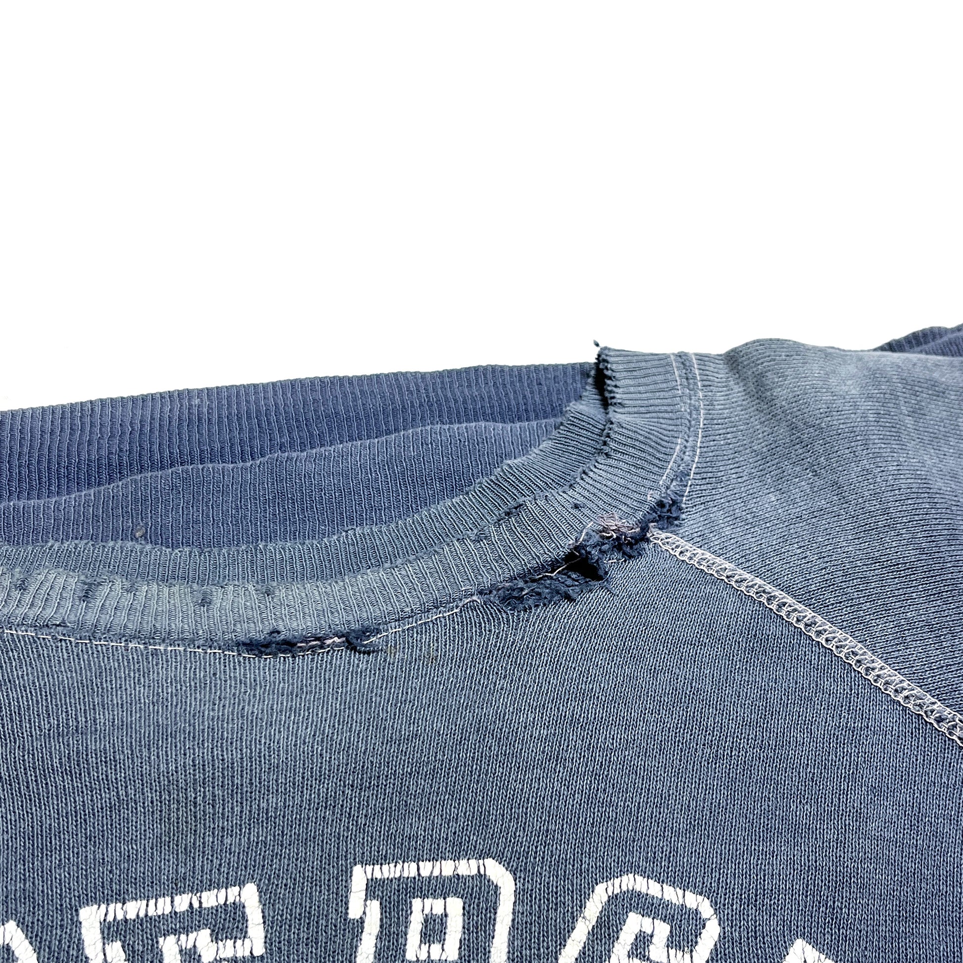 60s〜 Unknwon Sweat "UNIVERSITY DAYTON" 三段プリント L ディテール 1 生地 破損 タグ