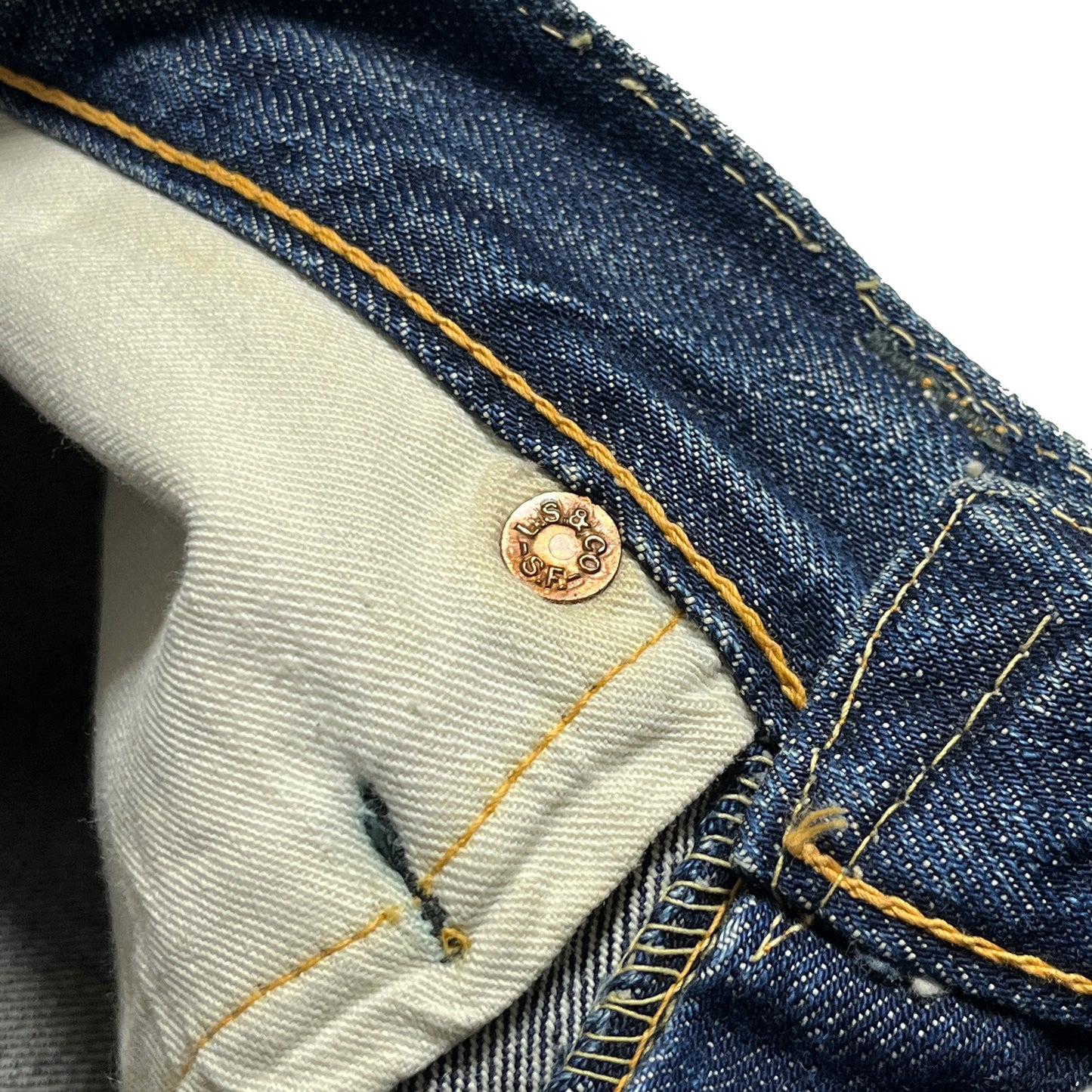 50's Levi's 501XX Denim PT Leather 濃紺 極上色落ち Size (W31 L32)位 スペシャル！