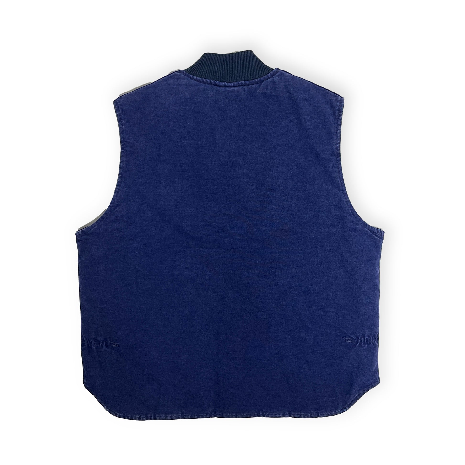 93s Carhartt Duck Vest ネイビー XL 背面 ダック素材 襟のディテール