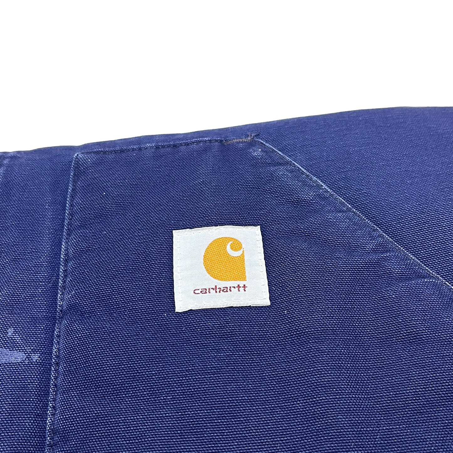 93s Carhartt Duck Vest ネイビー XL ディテール Carharttロゴタグ ダック素材の質感
