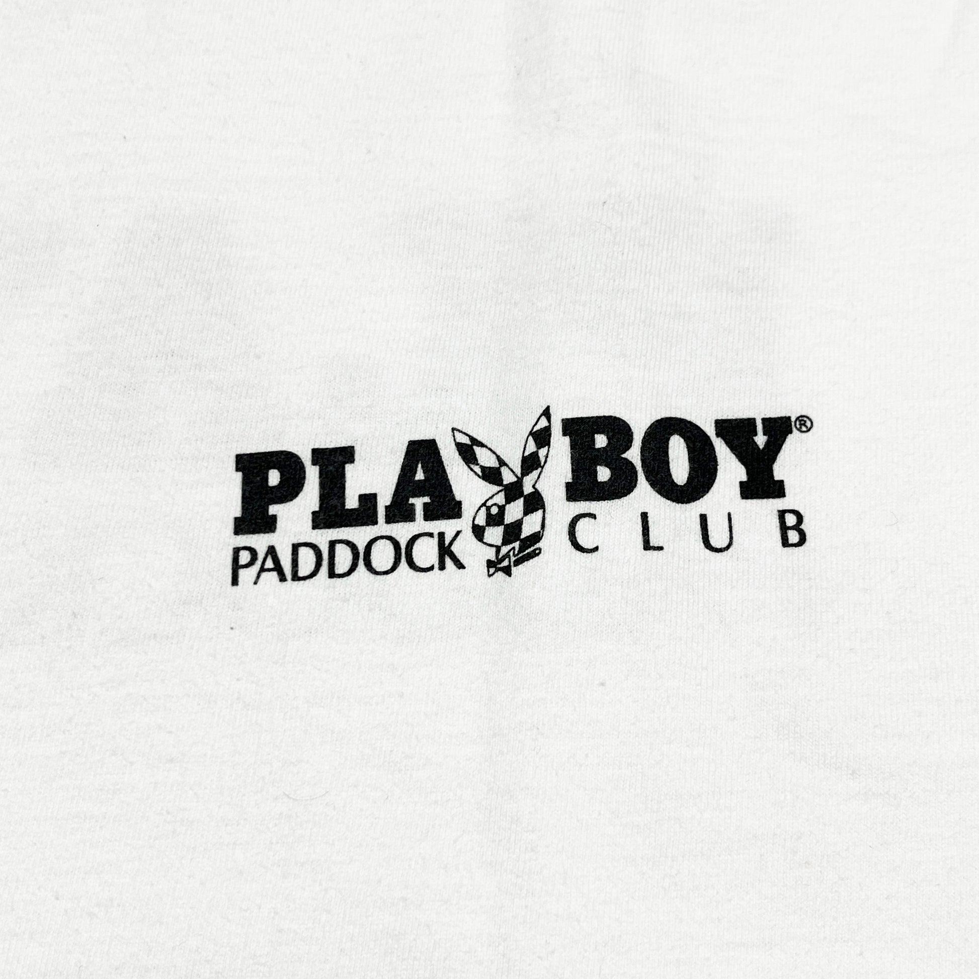 00s Hanes PLAYBOY T "PADDOCK CLUB" XL ディテール PLAYBOY PADDOCK CLUBロゴのディテール