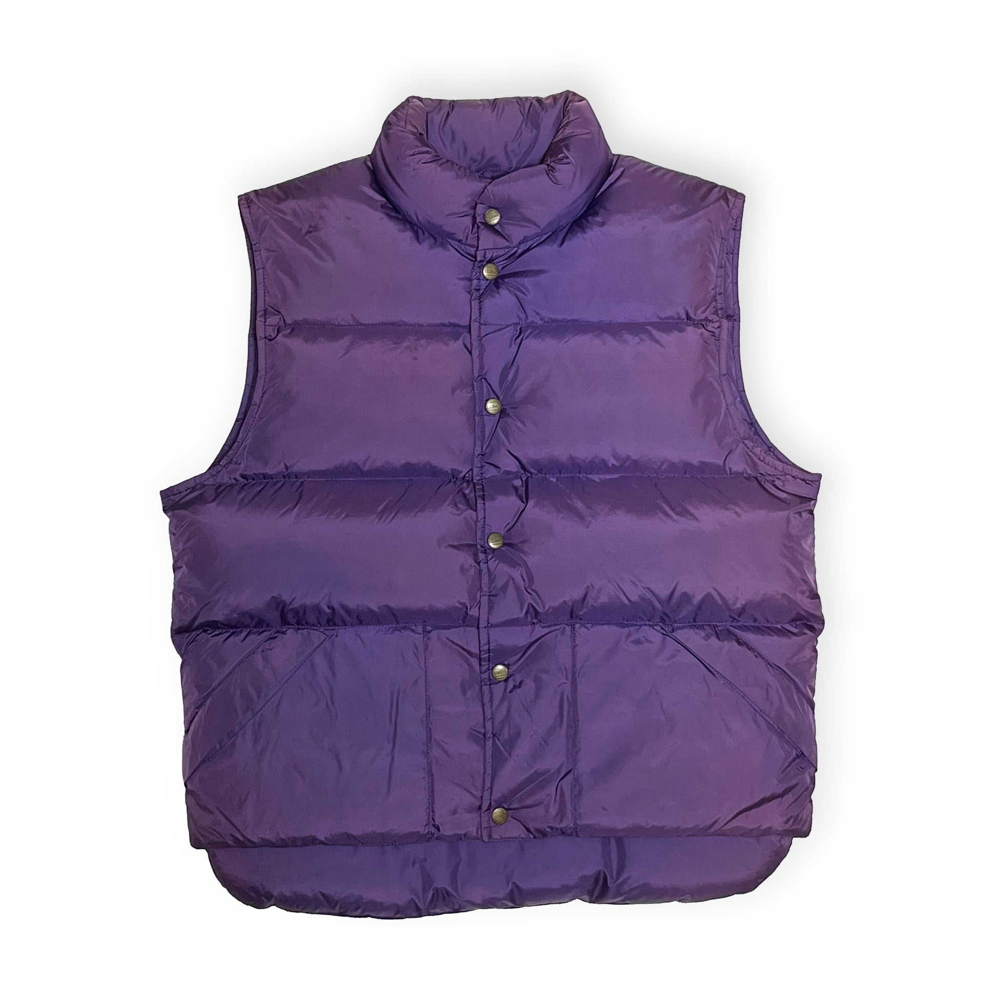 90s L.L.Bean Down Vest パープル M レア 平置き 紫色のダウンベスト ボタン付き 立领