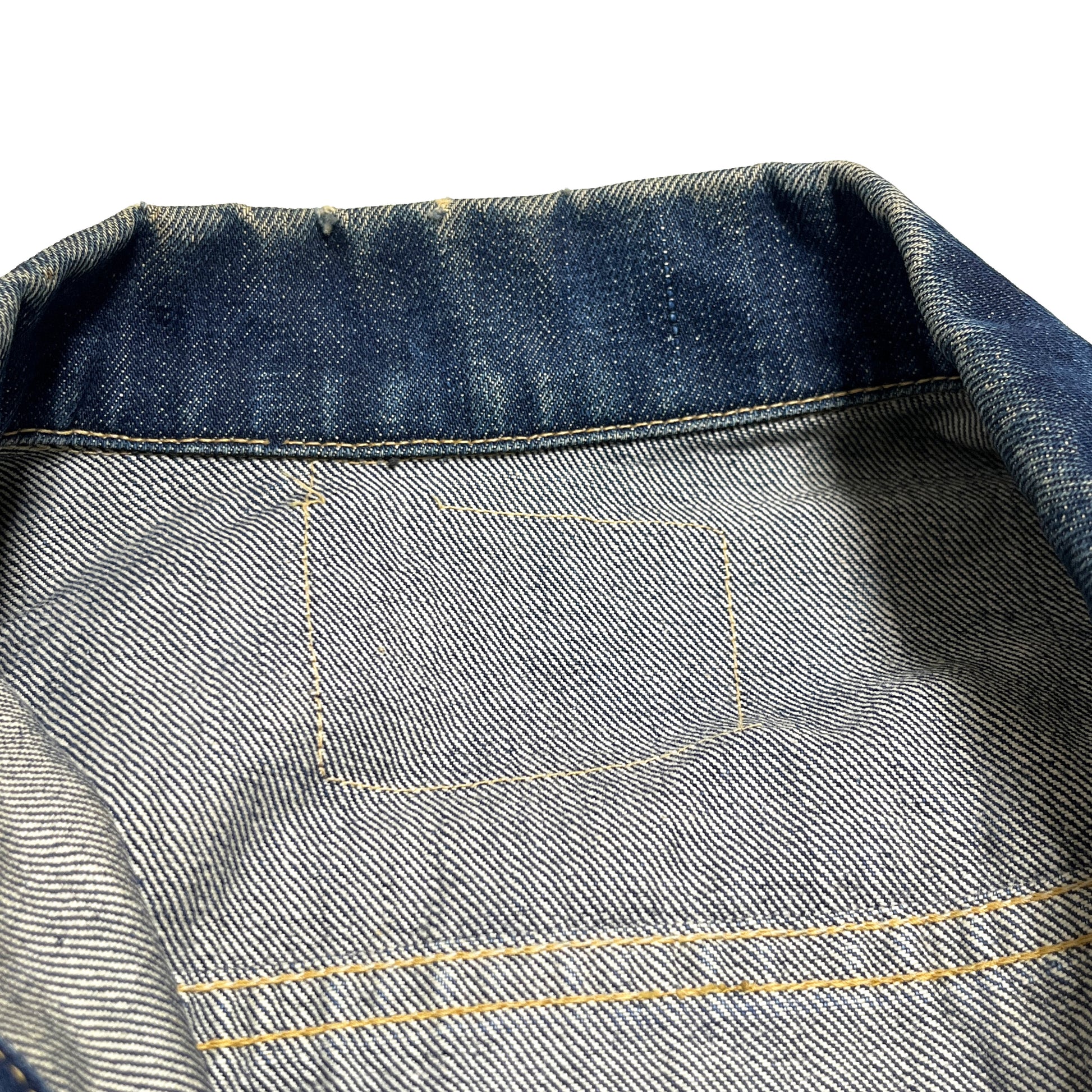60s Levi's 557 Denim JKT 濃紺 44 ディテール 1 襟の裏地 縫い目