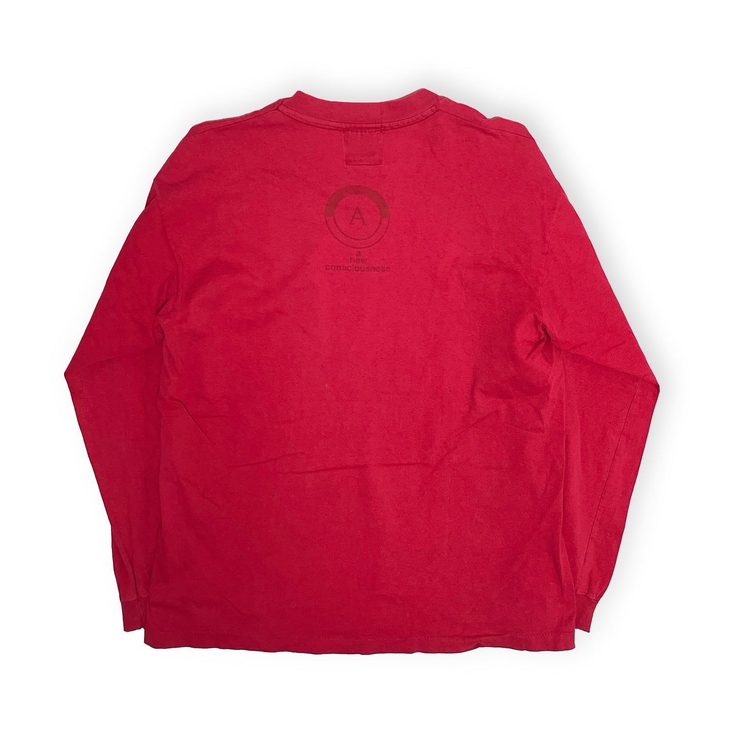 90s ANARCHIC ADJUSTMENT L/S T XL レア 背面 赤色長袖Tシャツ 背面にロゴ 襟元タグ